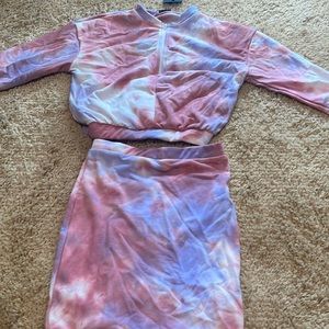 Tie dye jacket and skirt set